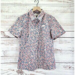 Reyn Spooner Limited Issue Womens Size M Shirt Button Floral Logo Embroidered